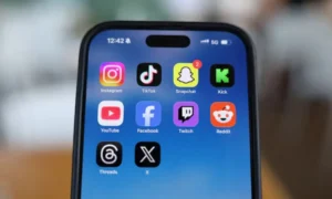 1. Social media applications displayed on a smartphone following Greece’s approval of an under-15 ban.