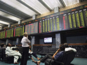 Pakistan Stock Exchange market update showing the KSE-100 Index at 166,130.38 points during trading on October 20, 2026