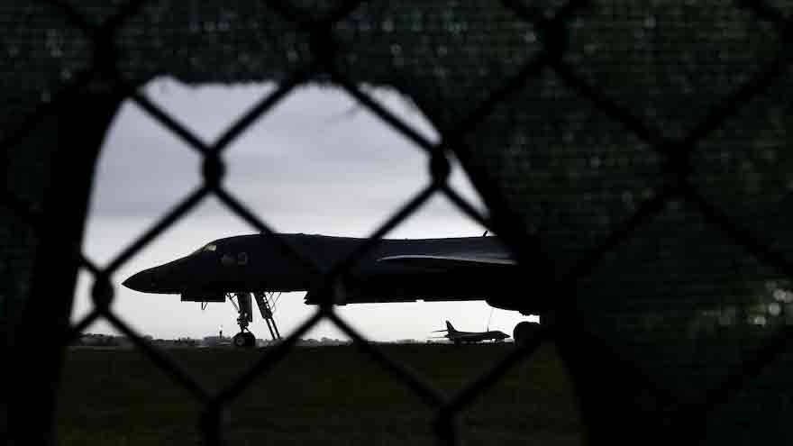 US B-1 bombers deployed at RAF Fairford airbase in the UK.