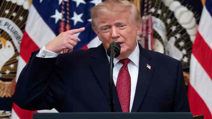 US President Donald Trump amid controversy over taxpayer-funded television ads
