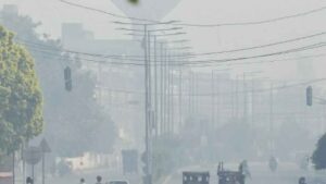 1. Smog and hazardous air pollution in Lahore as the city records an AQI of 344.