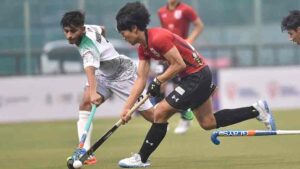1. Pakistan junior hockey players competing in the Sultan of Johor Cup.