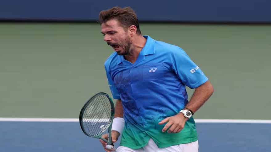 1. Stan Wawrinka during his final professional tennis match against Jiri Lehecka at the Swiss Indoors in Basel.