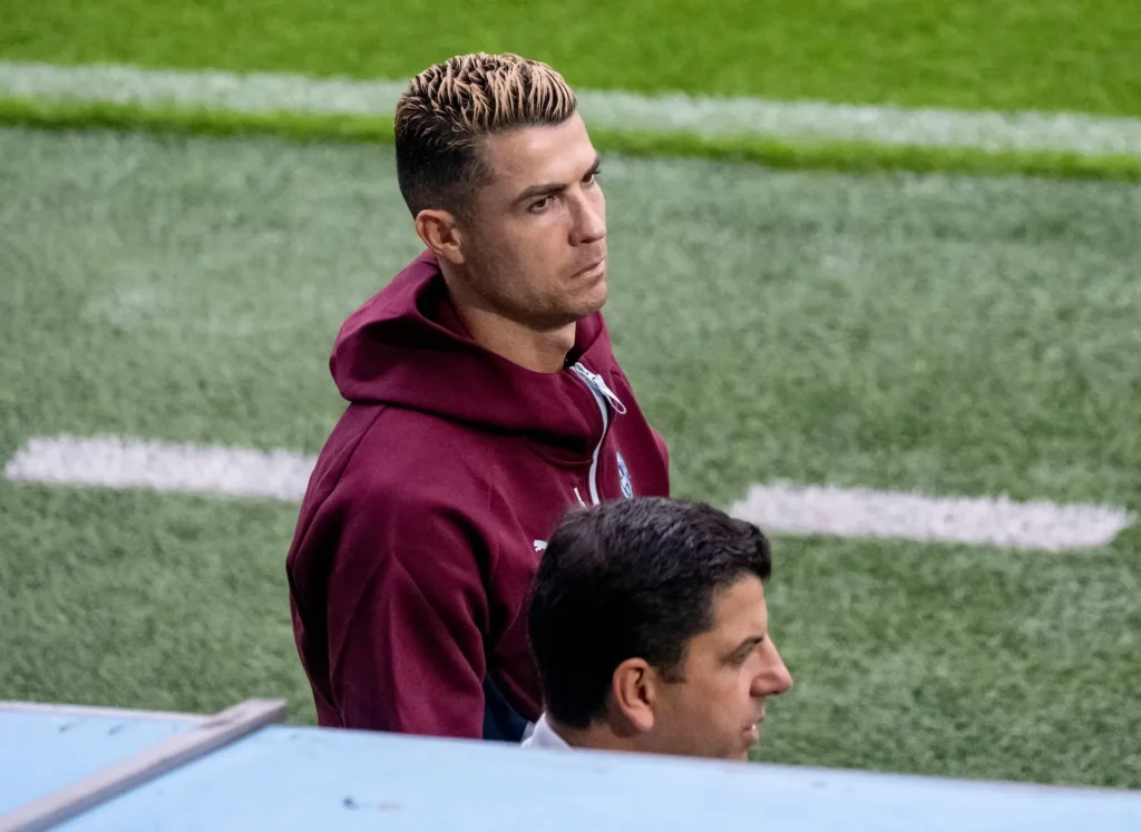 Cristiano Ronaldo and Portugal coach Jorge Jesus during a national team match.