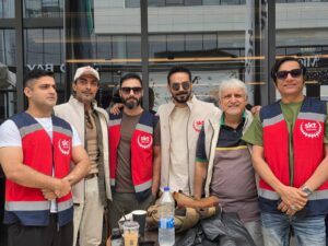 SKT Welfare humanitarian delegation supporting displaced Palestinians during a mission in Jordan.