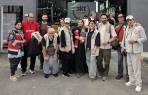 SKT Welfare humanitarian delegation supporting displaced Palestinians during a mission in Jordan.