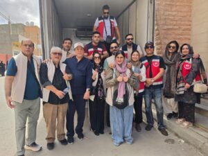 SKT Welfare humanitarian delegation supporting displaced Palestinians during a mission in Jordan.