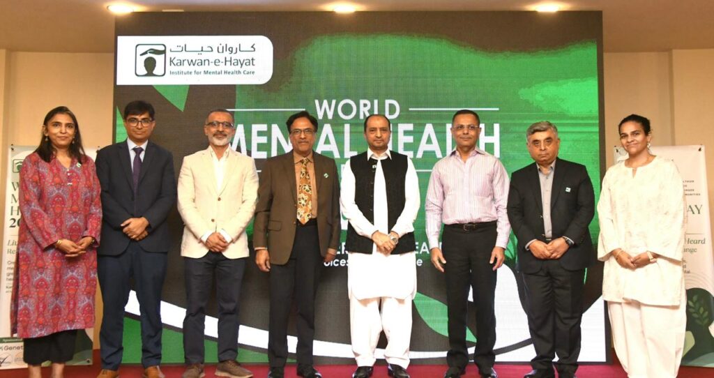 - KPT Chairman Rear Admiral Shahid Ahmed at Karwan-e-Hayat’s World Mental Health Day event.
