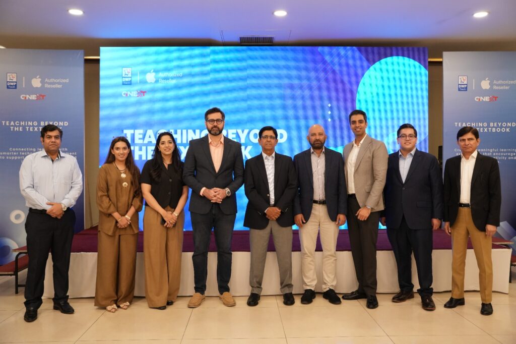 Education and IT leaders attend the Teaching Beyond the Textbook digital learning session hosted by DWP Technologies and GNEXT in Lahore.