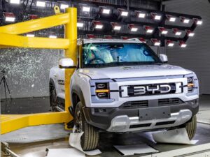 1. BYD Shark 6 DMO pickup recognised for its crash protection and driver-assistance safety systems.