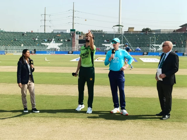 Pakistan and England captains ahead of the second ODI tri-series match at Rawalpindi Cricket Stadium.