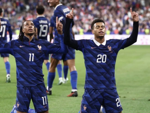 Michael Olise celebrates France win over Belgium in Nations League