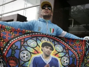 Diego Maradona during his football career as his medical team faces a trial over his death.