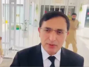 PTI Chairman Barrister Gohar Khan speaking to media outside Adiala Jail amid talks with the government