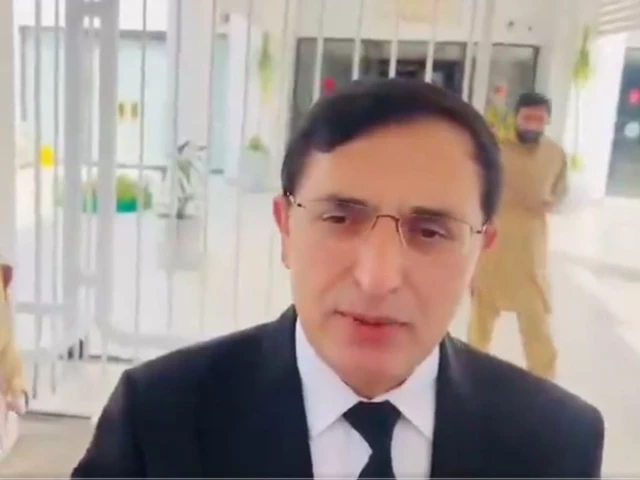 PTI Chairman Barrister Gohar Khan speaking to media outside Adiala Jail amid talks with the government