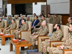 1. Field Marshal Asim Munir during his visit to Peshawar Corps Headquarters for a security briefing.